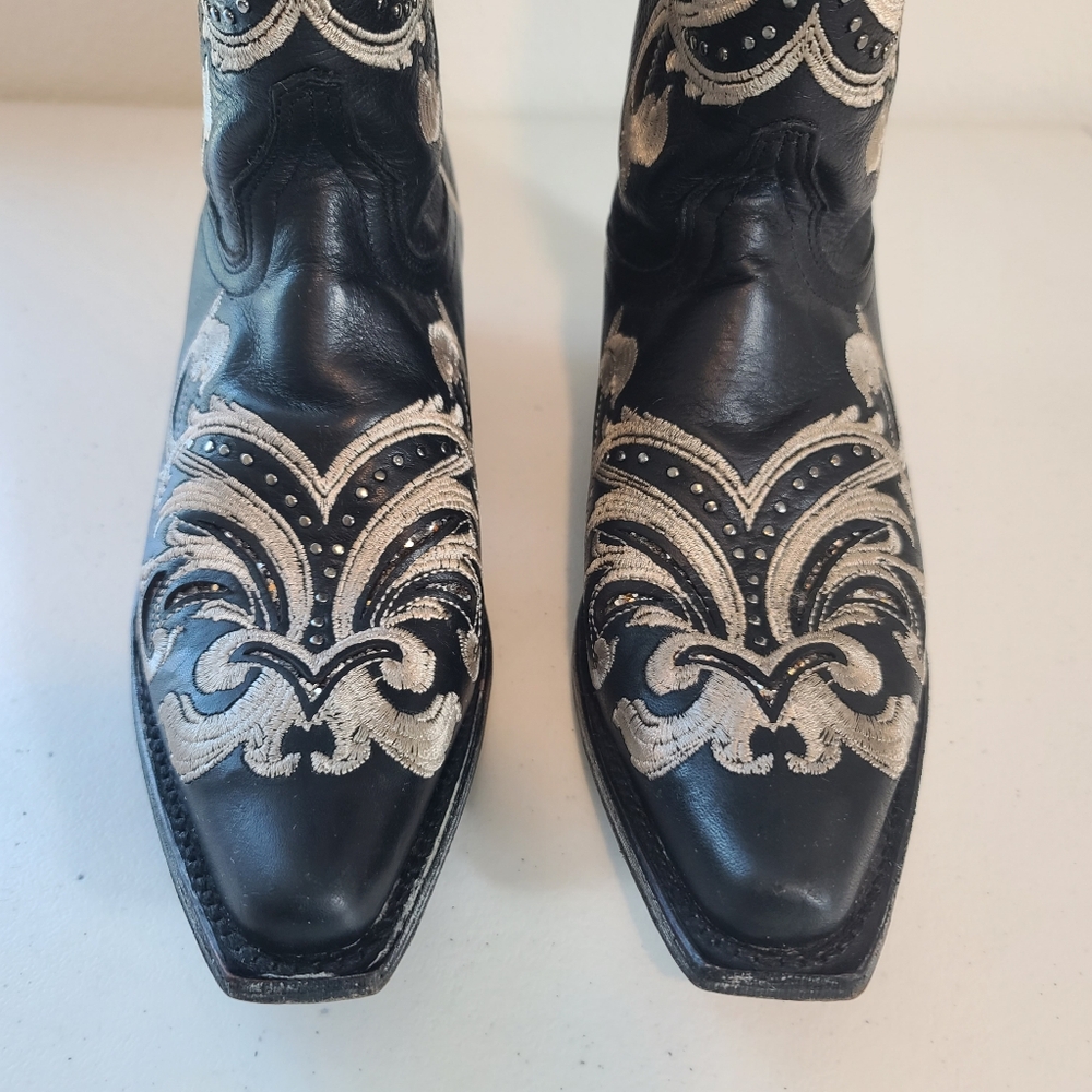 Shyanne Sloan Western Leather Square Toe Embroidered Boots Size 7 - Picture 4 of 14